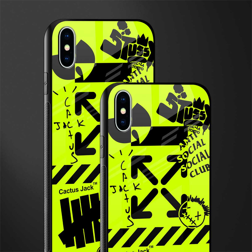 neon travis scott x anti social social club glass case for iphone xs max image-2