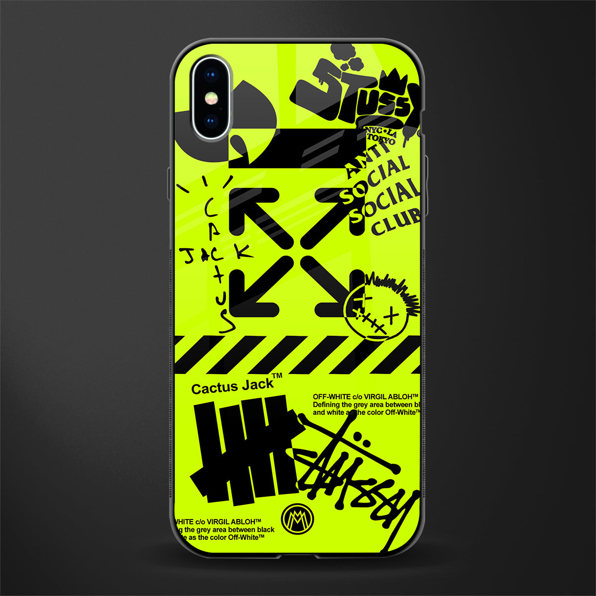 neon travis scott x anti social social club glass case for iphone xs max image