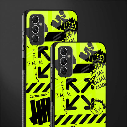 neon travis scott x anti social social club glass case for samsung galaxy m52 5g image-2