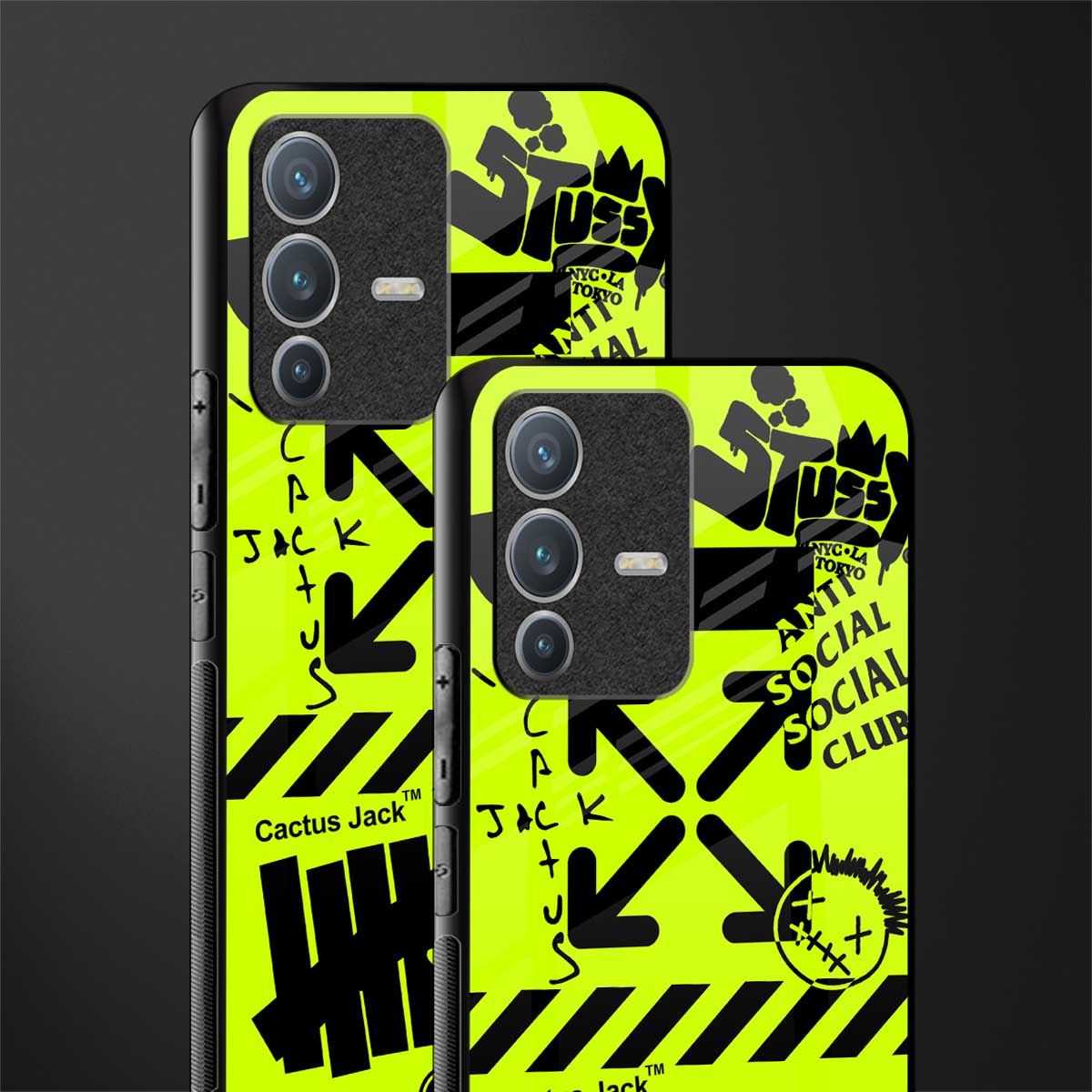 neon travis scott x anti social social club glass case for vivo v23 pro 5g image-2