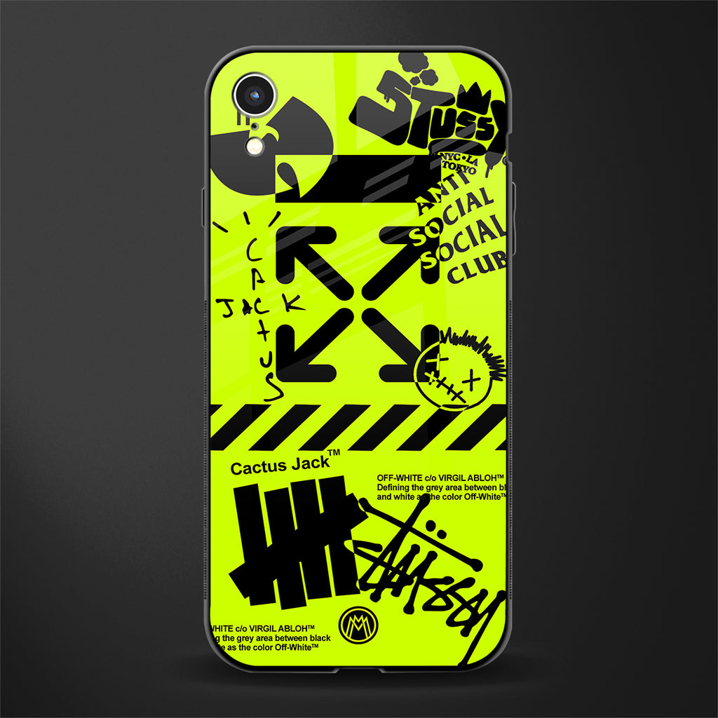 neon travis scott x anti social social club glass case for iphone xr image