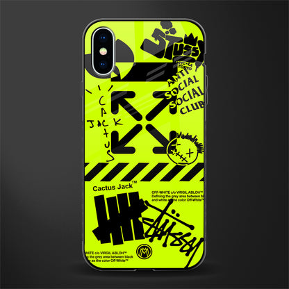 neon travis scott x anti social social club glass case for iphone xs image