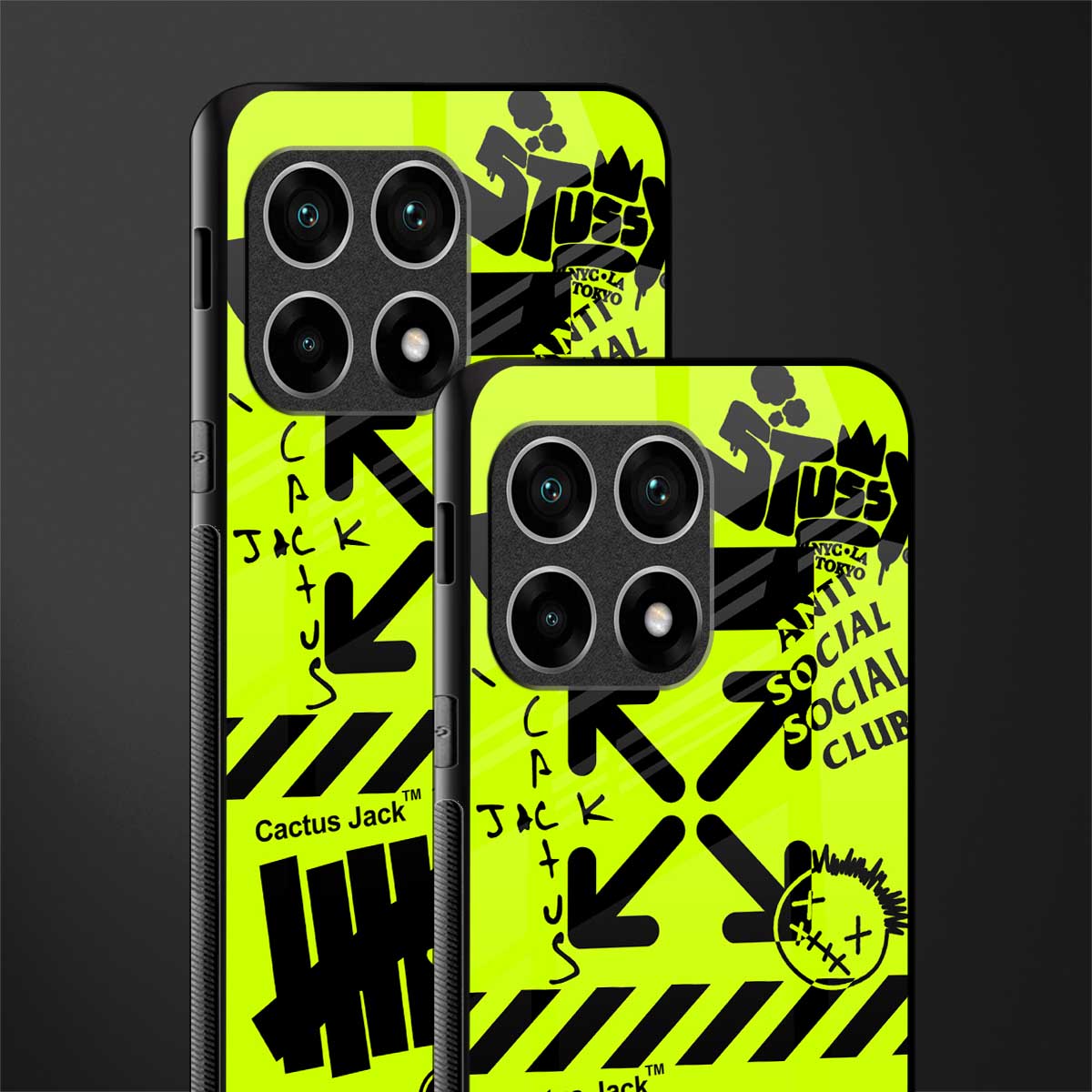 neon travis scott x anti social social club glass case for oneplus 10 pro 5g image-2