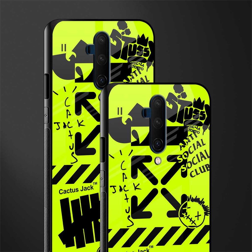 neon travis scott x anti social social club glass case for oneplus 7t pro image-2