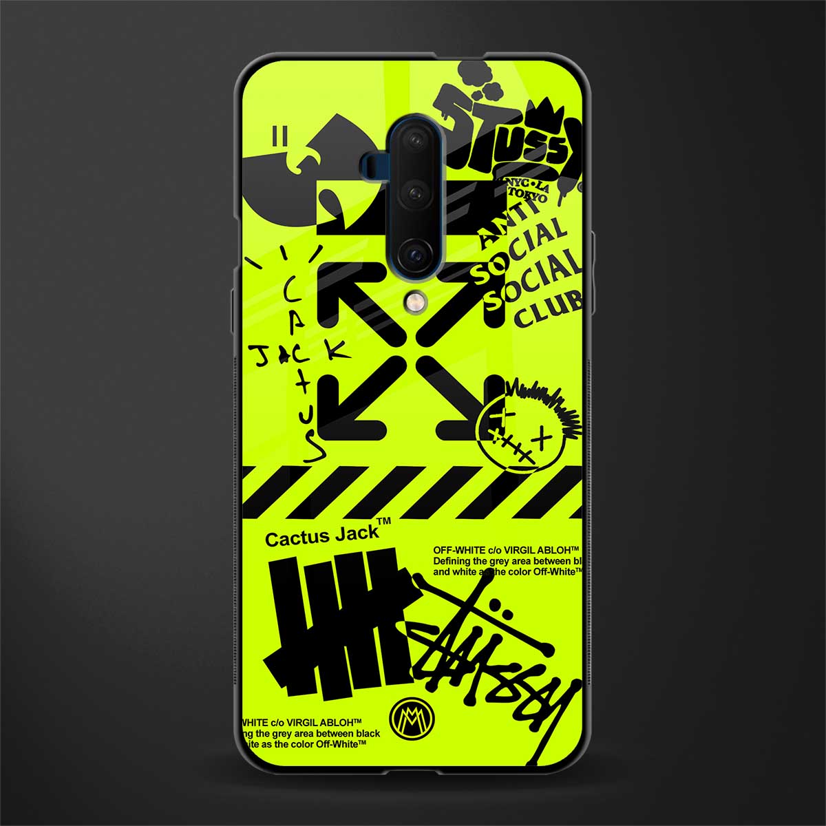 neon travis scott x anti social social club glass case for oneplus 7t pro image