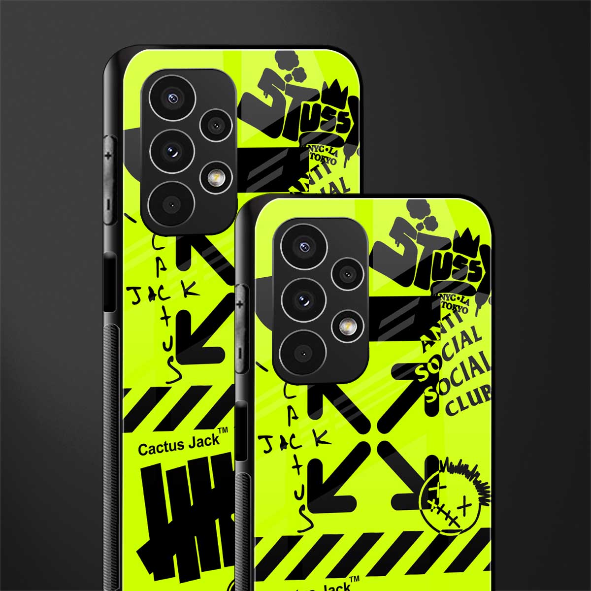neon travis scott x anti social social club back phone cover | glass case for samsung galaxy a13 4g