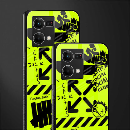 neon travis scott x anti social social club back phone cover | glass case for oppo f21 pro 4g