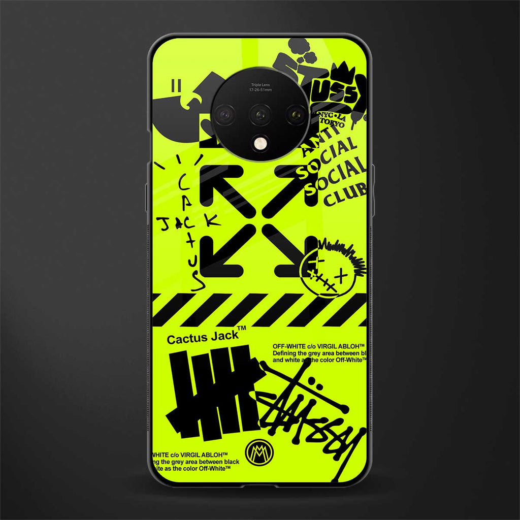 neon travis scott x anti social social club glass case for oneplus 7t image