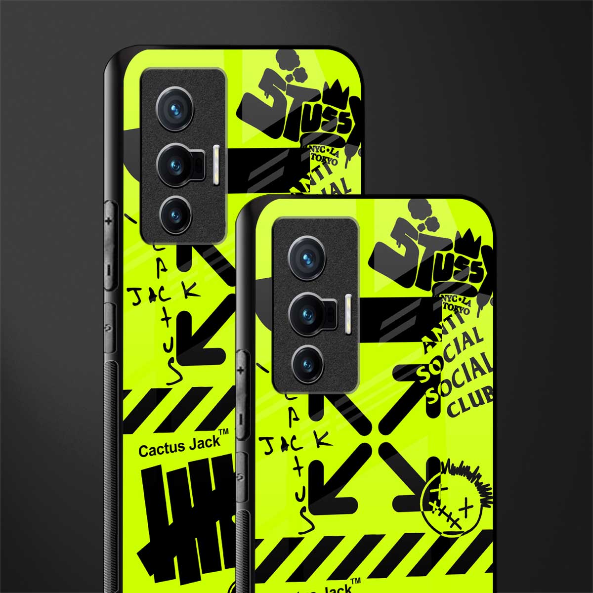 neon travis scott x anti social social club glass case for vivo x70 image-2