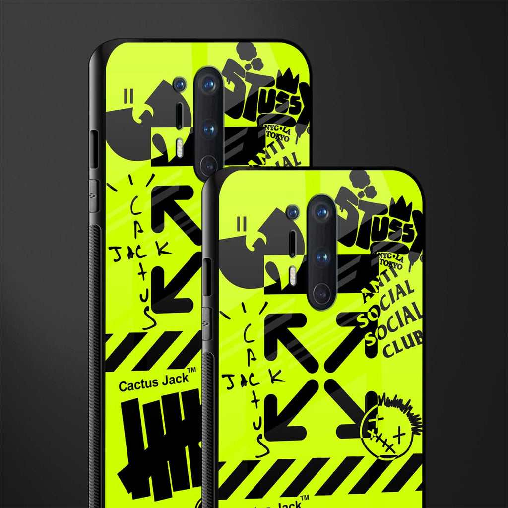 neon travis scott x anti social social club glass case for oneplus 8 pro image-2