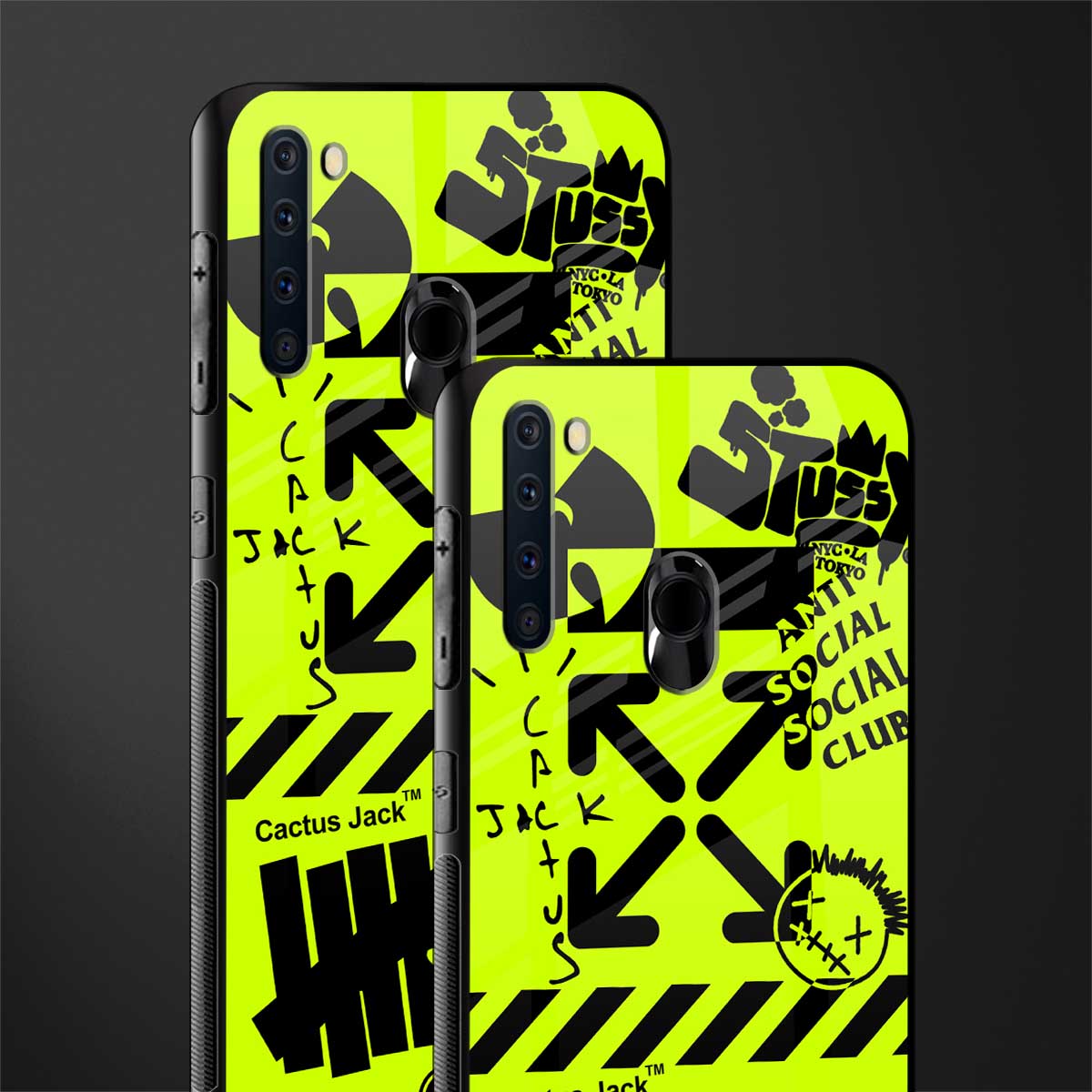 neon travis scott x anti social social club glass case for samsung a21 image-2