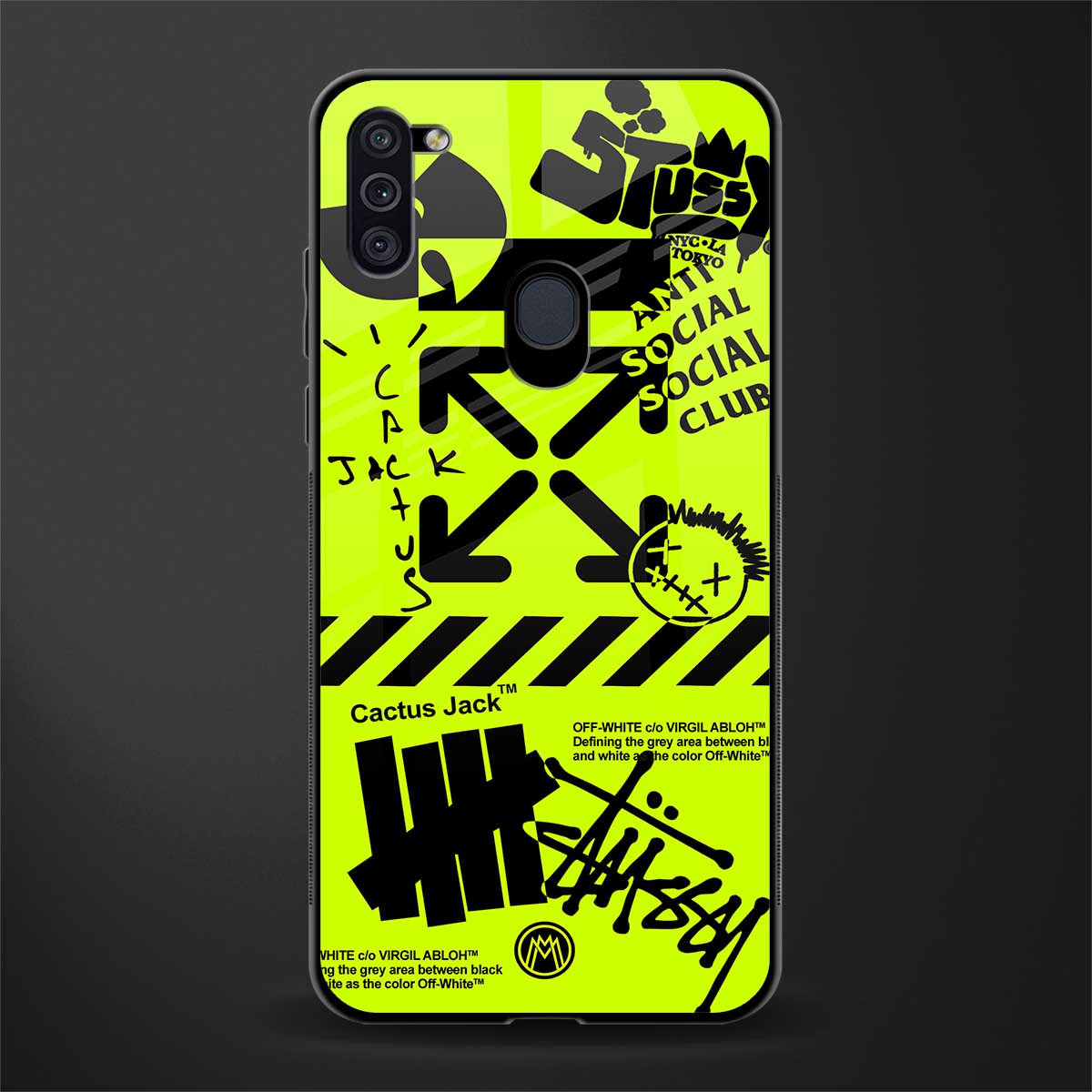 neon travis scott x anti social social club glass case for samsung galaxy m11 image