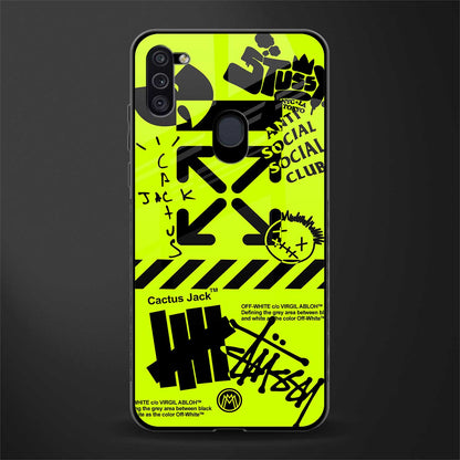neon travis scott x anti social social club glass case for samsung galaxy m11 image