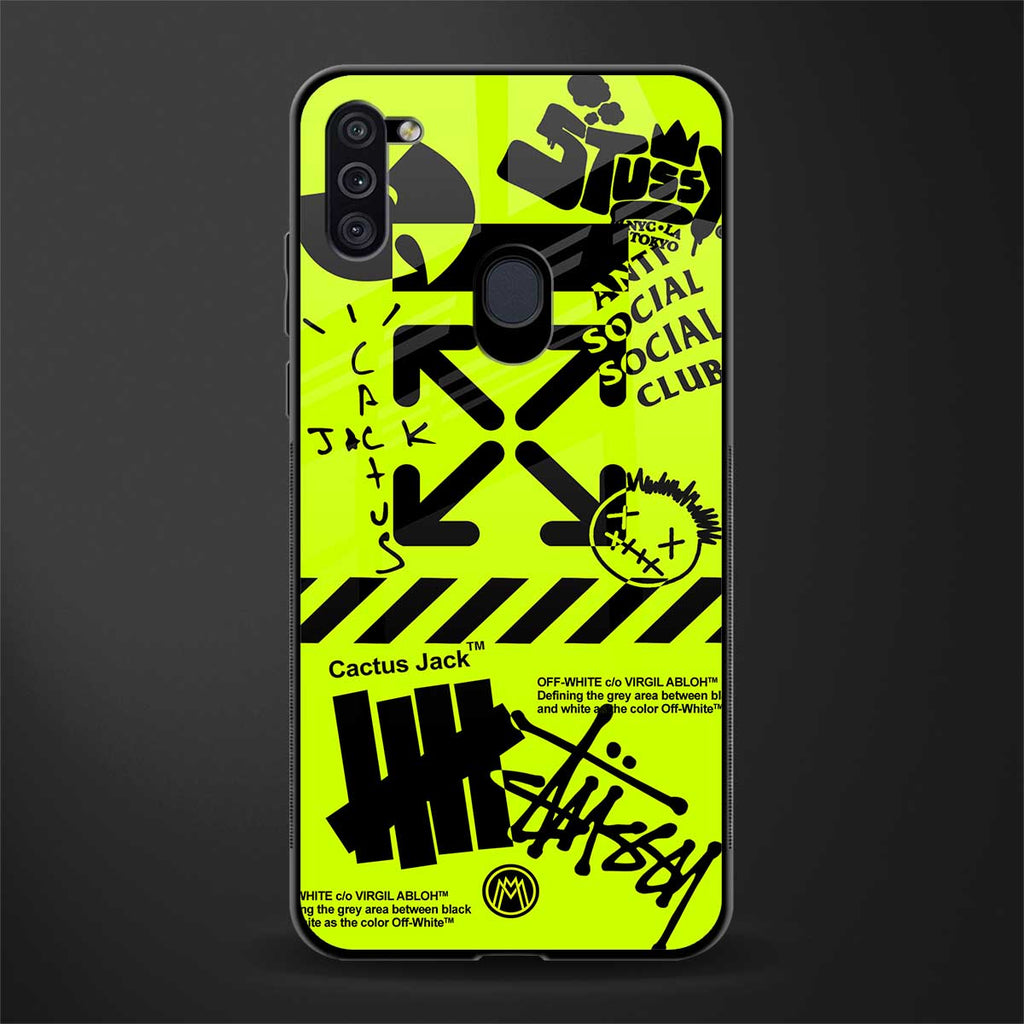 neon travis scott x anti social social club glass case for samsung a11 image