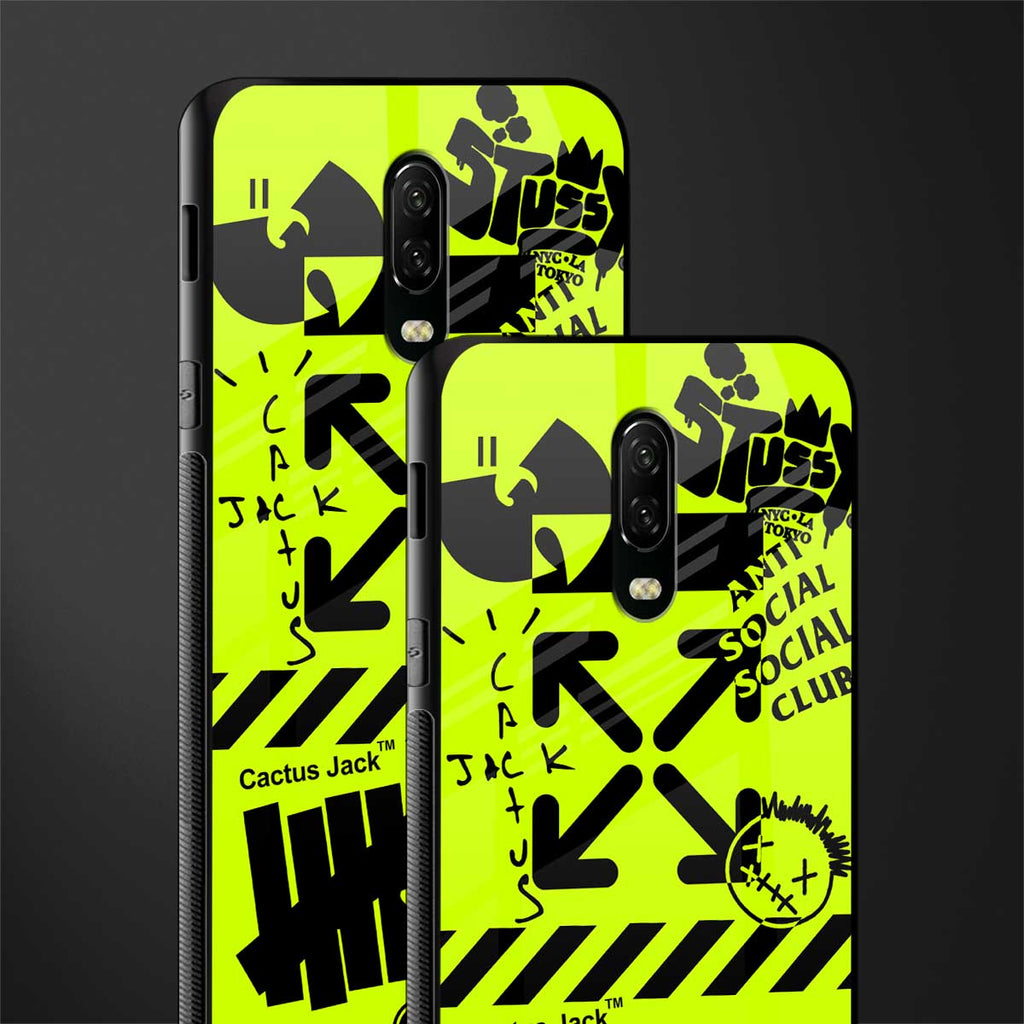 neon travis scott x anti social social club glass case for oneplus 6t image-2