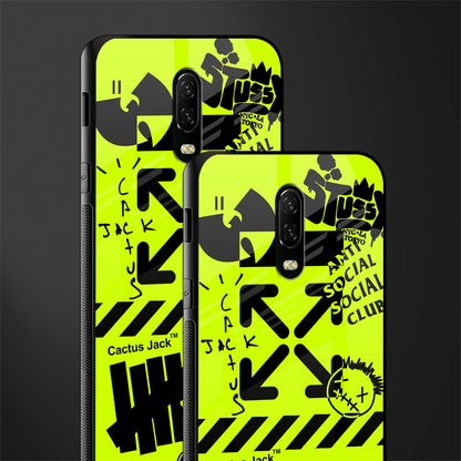 neon travis scott x anti social social club glass case for oneplus 6t image-2