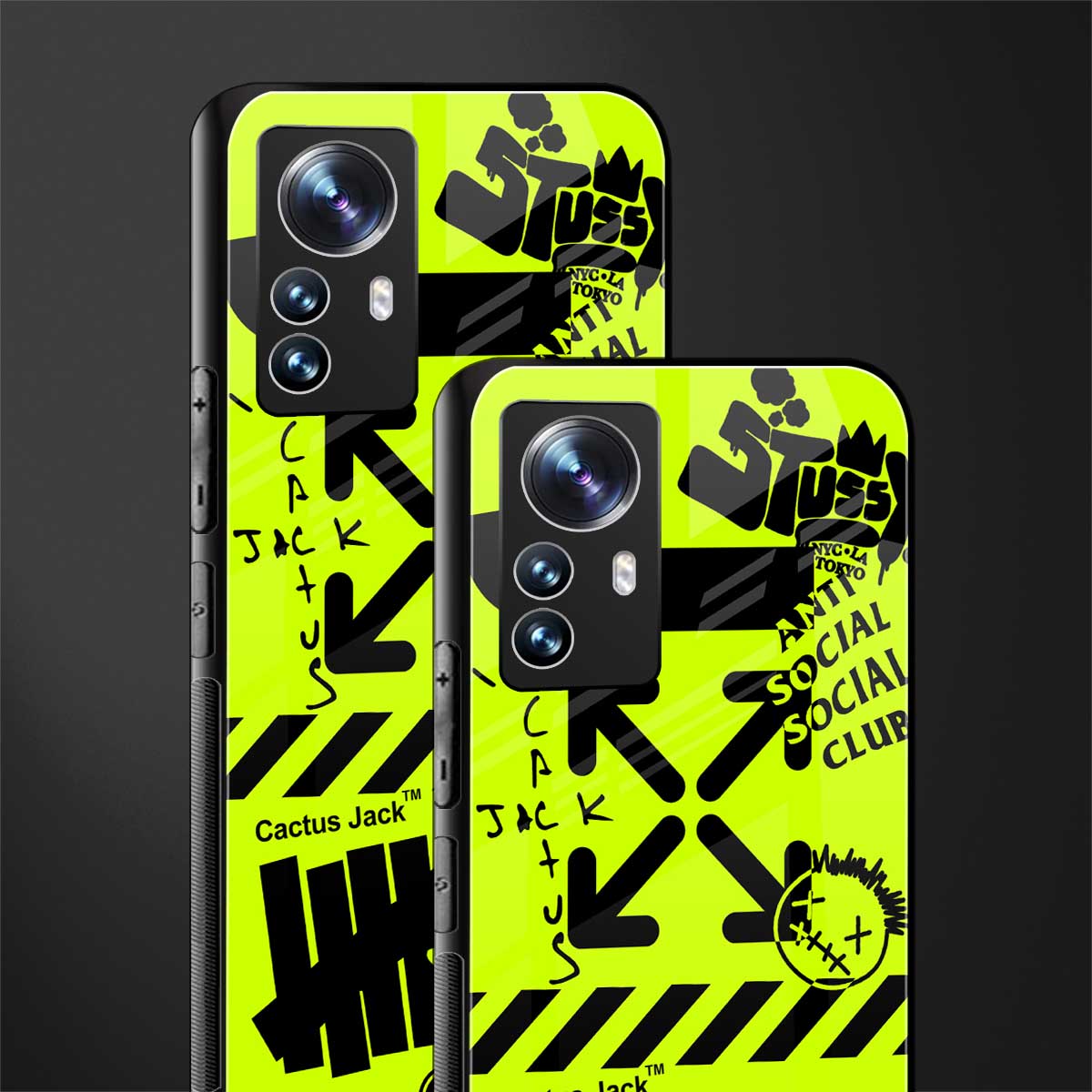 neon travis scott x anti social social club back phone cover | glass case for xiaomi 12 pro
