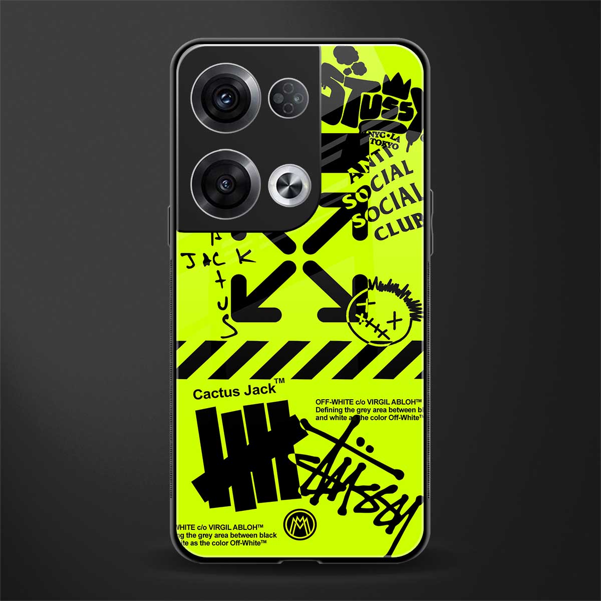 neon travis scott x anti social social club back phone cover | glass case for oppo reno 8