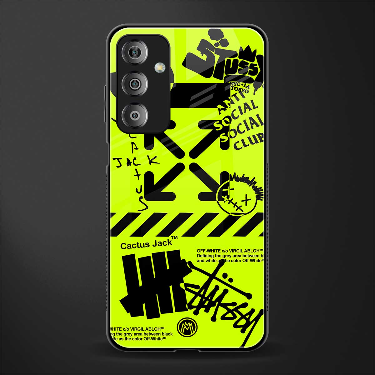neon travis scott x anti social social club back phone cover | glass case for samsung galaxy f23 5g