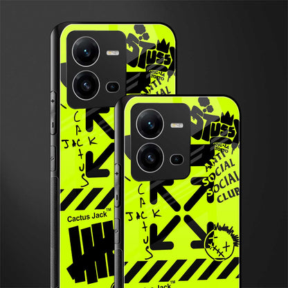 neon travis scott x anti social social club back phone cover | glass case for vivo v25-5g