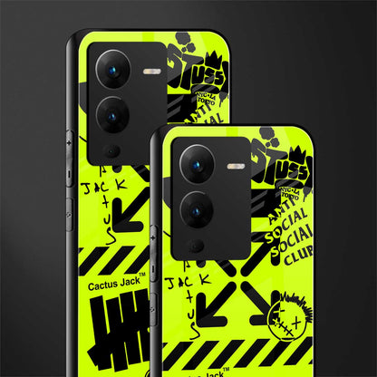 neon travis scott x anti social social club back phone cover | glass case for vivo v25 pro 5g