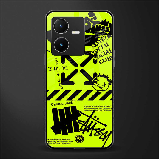 neon travis scott x anti social social club back phone cover | glass case for vivo y22