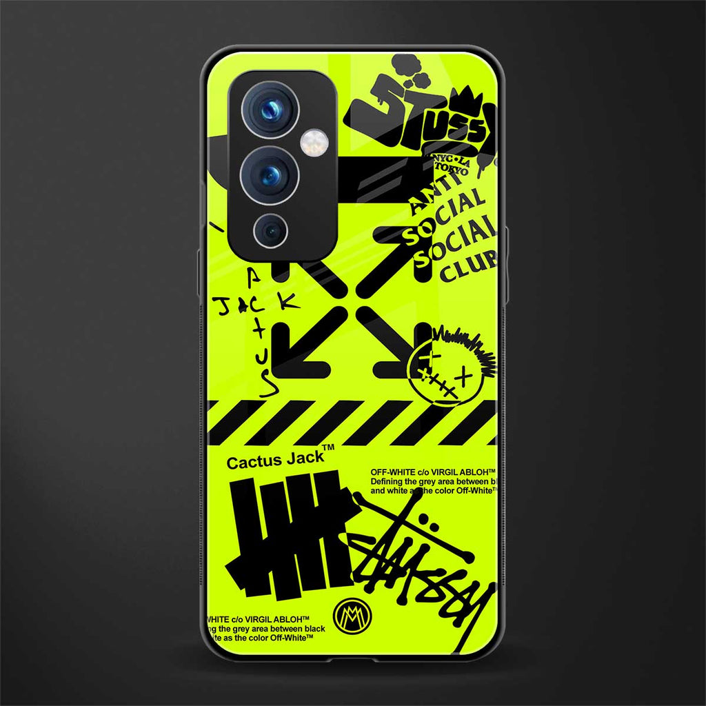 neon travis scott x anti social social club back phone cover | glass case for oneplus 9