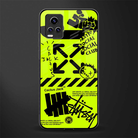 neon travis scott x anti social social club back phone cover | glass case for vivo v21e 4g
