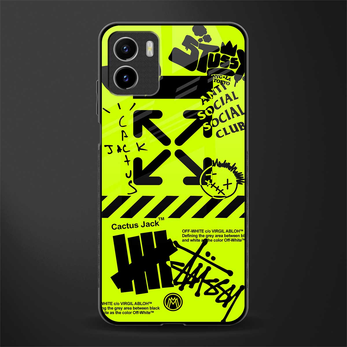 neon travis scott x anti social social club back phone cover | glass case for vivo y72