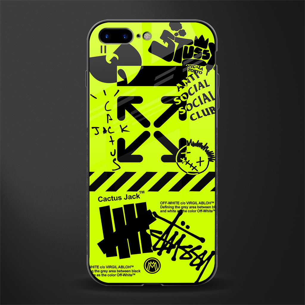 neon travis scott x anti social social club glass case for iphone 8 plus image