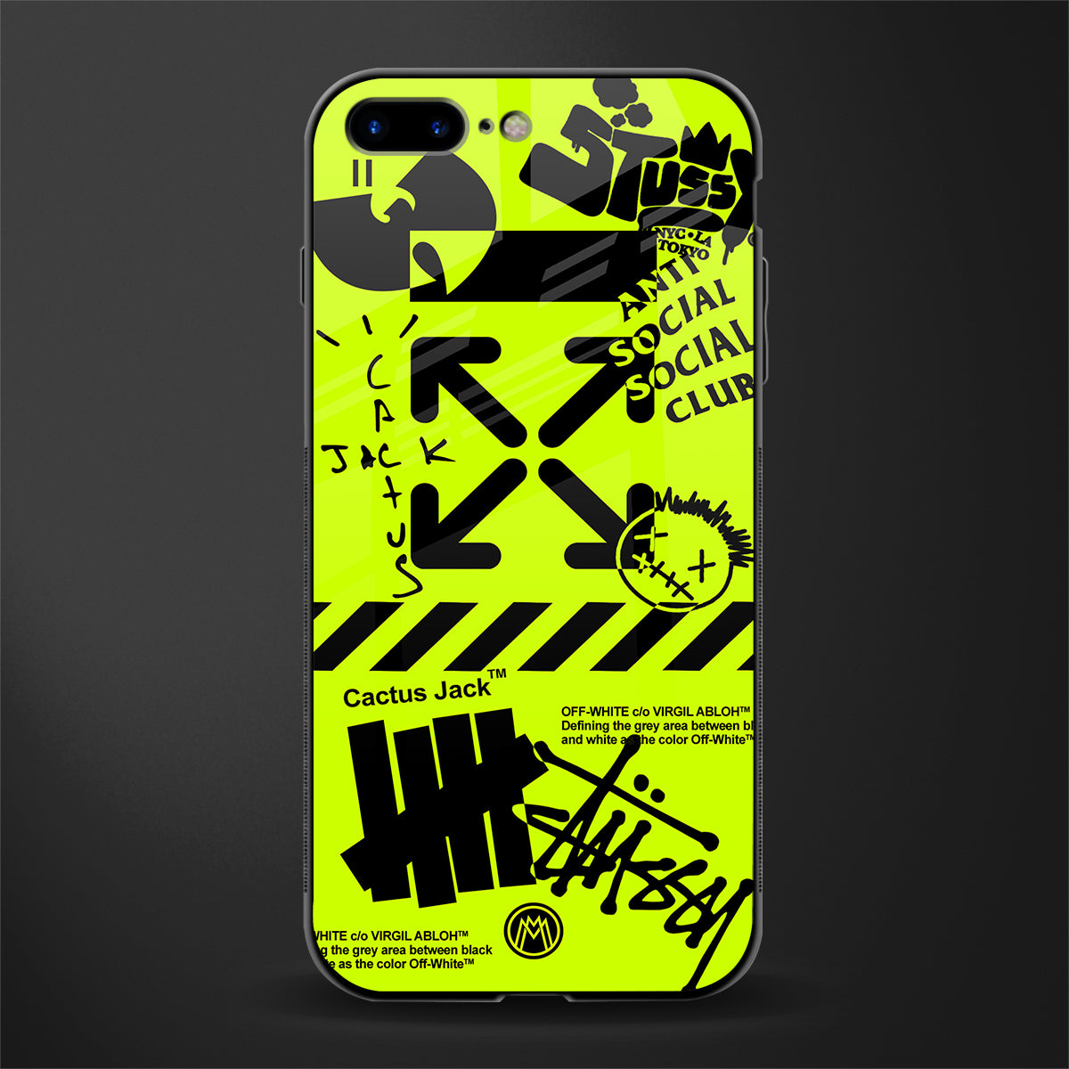 neon travis scott x anti social social club glass case for iphone 8 plus image