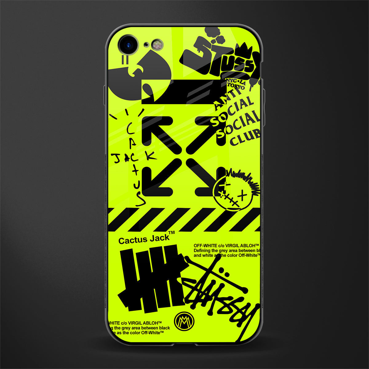 neon travis scott x anti social social club glass case for iphone se 2020 image