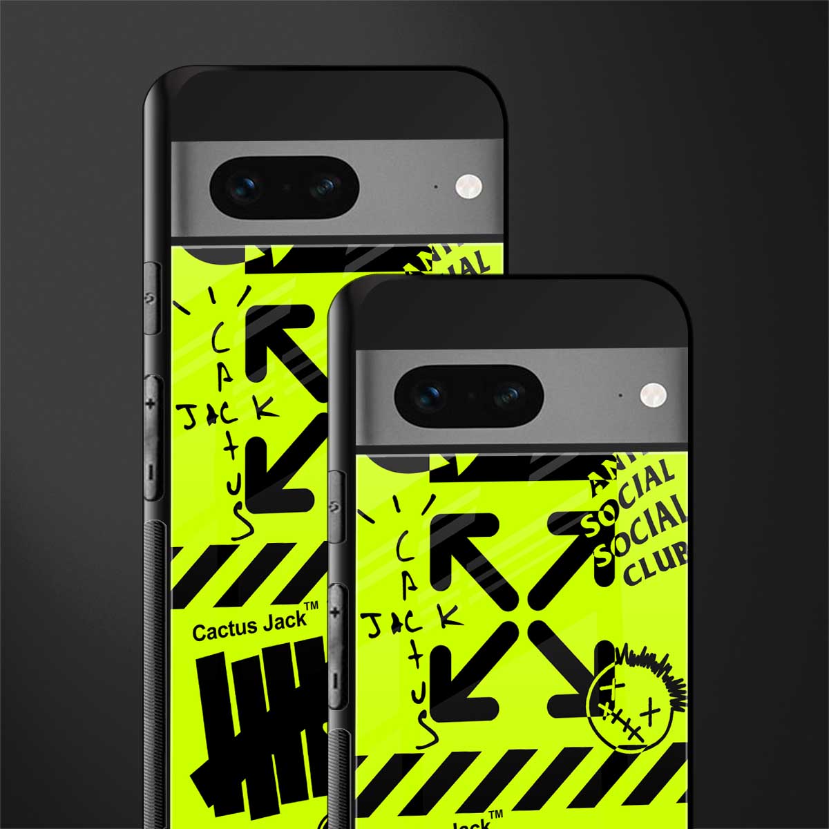 neon travis scott x anti social social club back phone cover | glass case for google pixel 7
