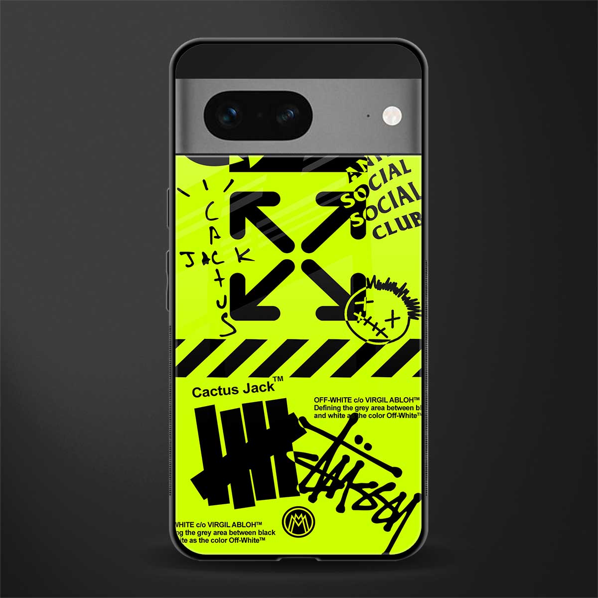 neon travis scott x anti social social club back phone cover | glass case for google pixel 7