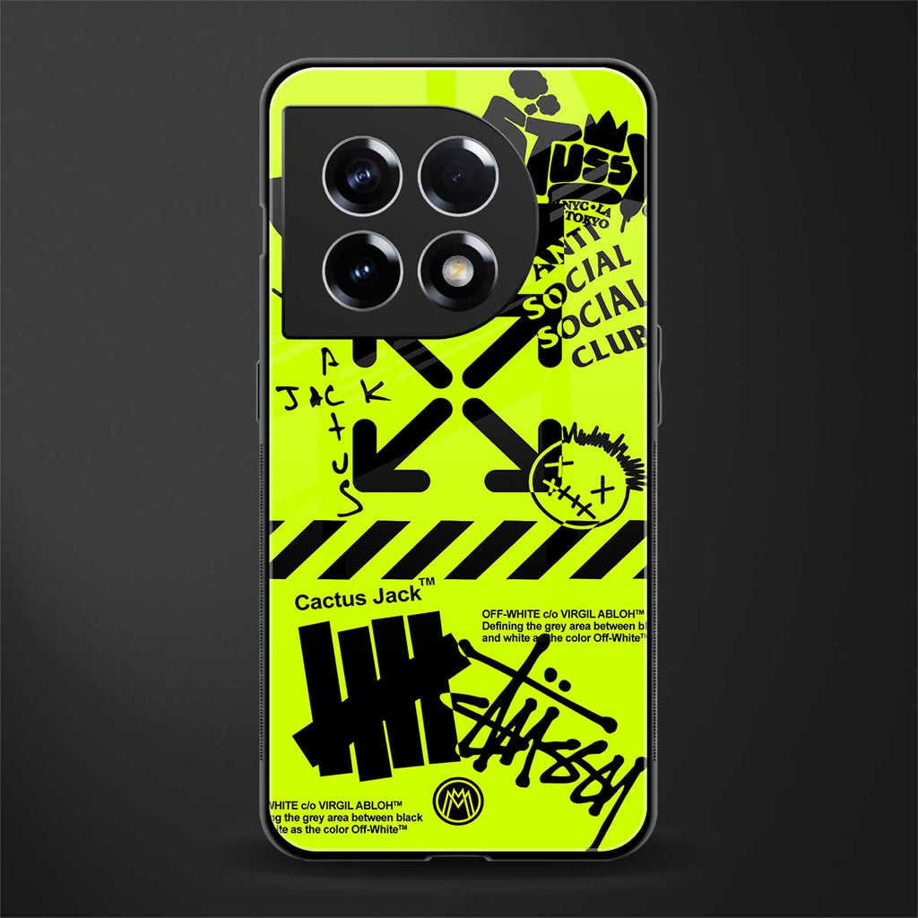neon travis scott x anti social social club back phone cover | glass case for oneplus 11