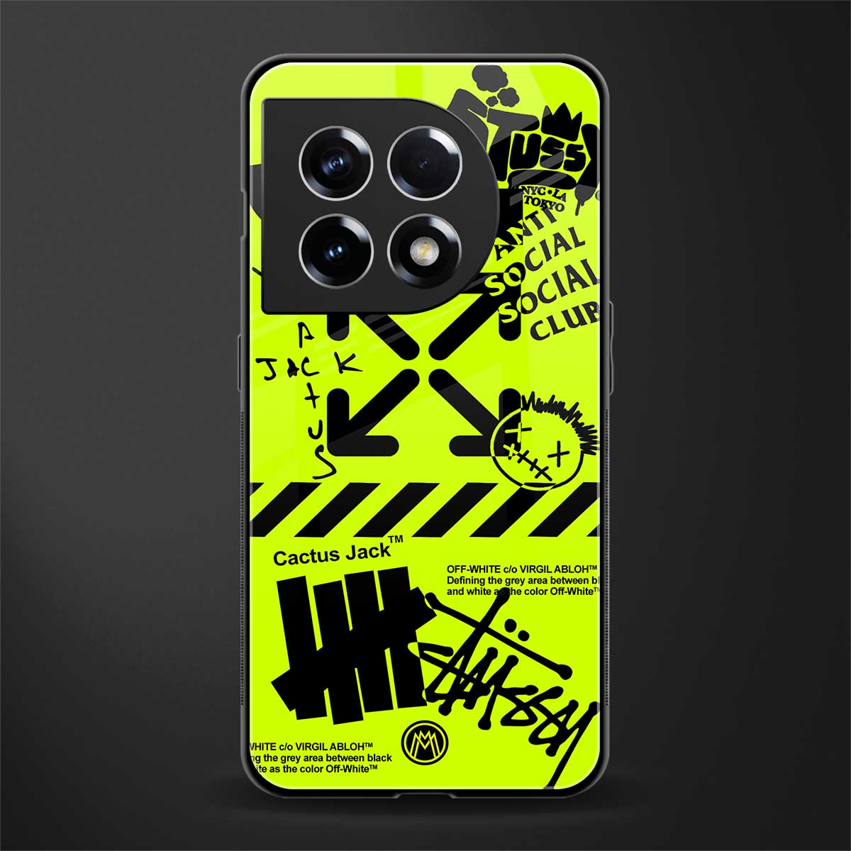 neon travis scott x anti social social club back phone cover | glass case for oneplus 11