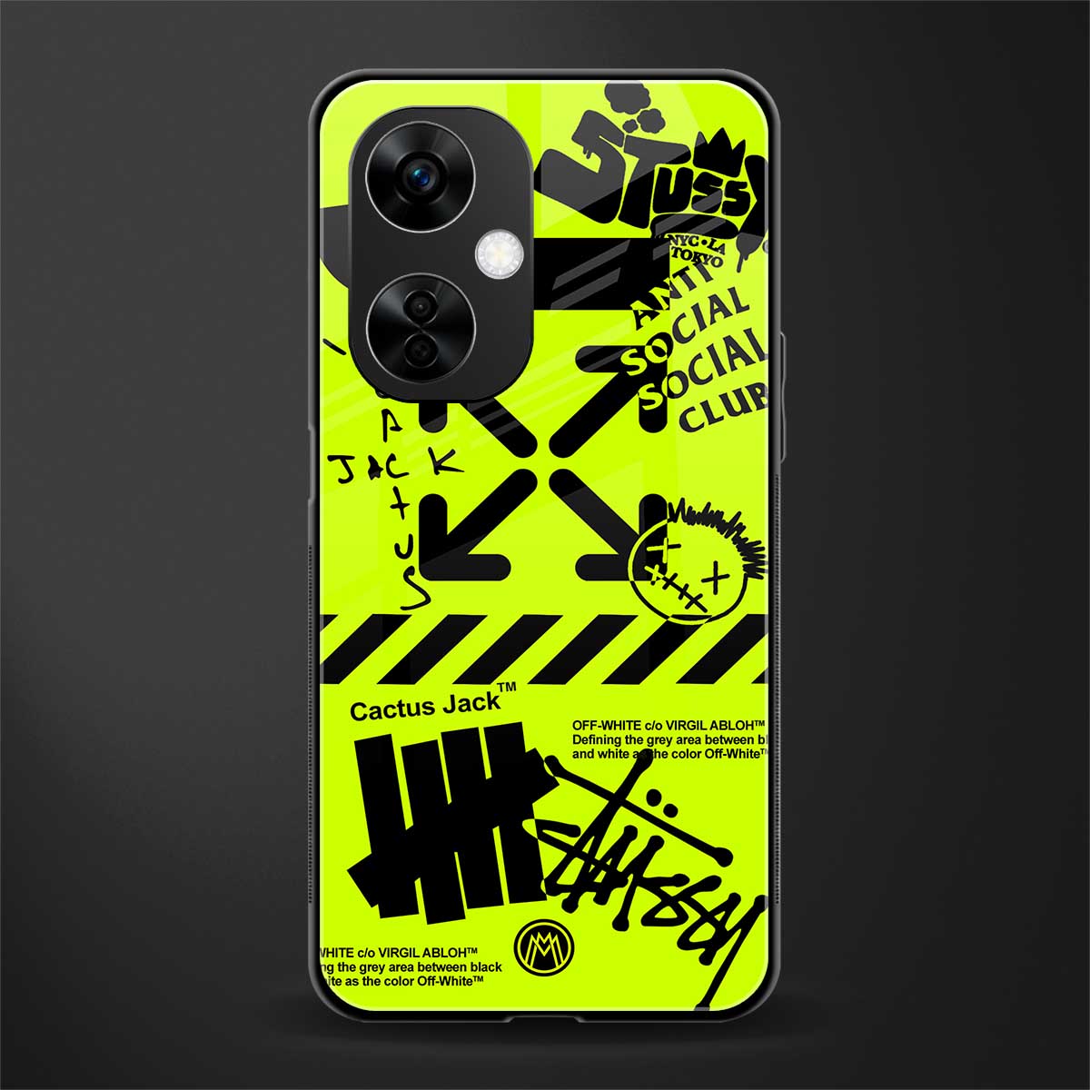 neon travis scott x anti social social club back phone cover | glass case for oneplus nord ce 3 lite