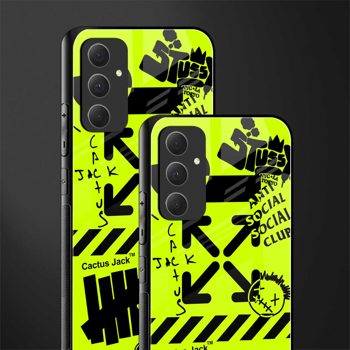 neon travis scott x anti social social club back phone cover | glass case for samsung galaxy a54 5g