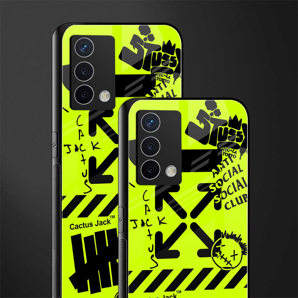 neon travis scott x anti social social club back phone cover | glass case for oppo a74 4g