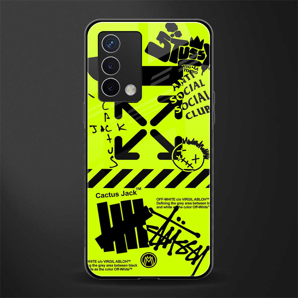 neon travis scott x anti social social club back phone cover | glass case for oppo a74 4g