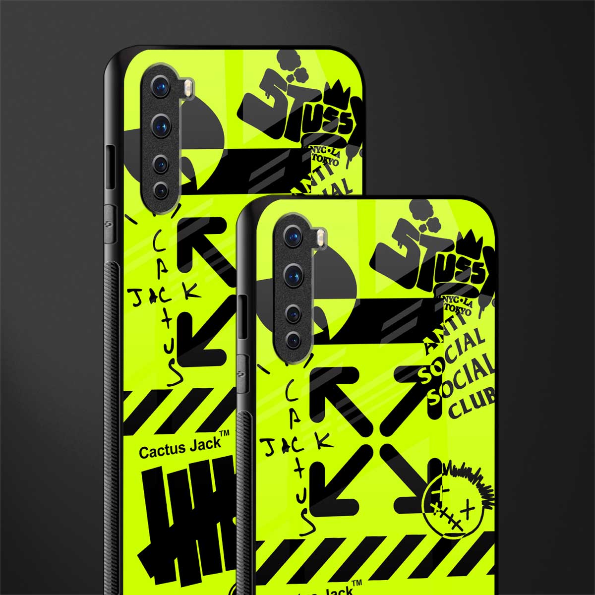 neon travis scott x anti social social club glass case for oneplus nord ac2001 image-2