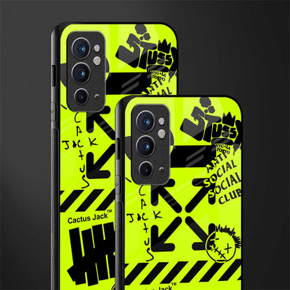 neon travis scott x anti social social club glass case for oneplus 9rt image-2