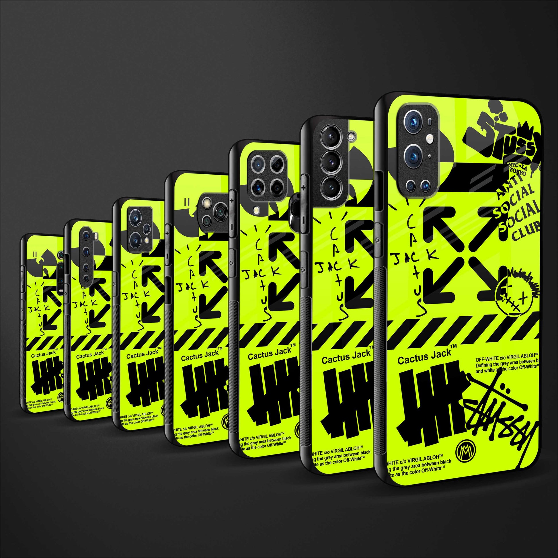 neon travis scott x anti social social club back phone cover | glass case for oneplus 10r 5g