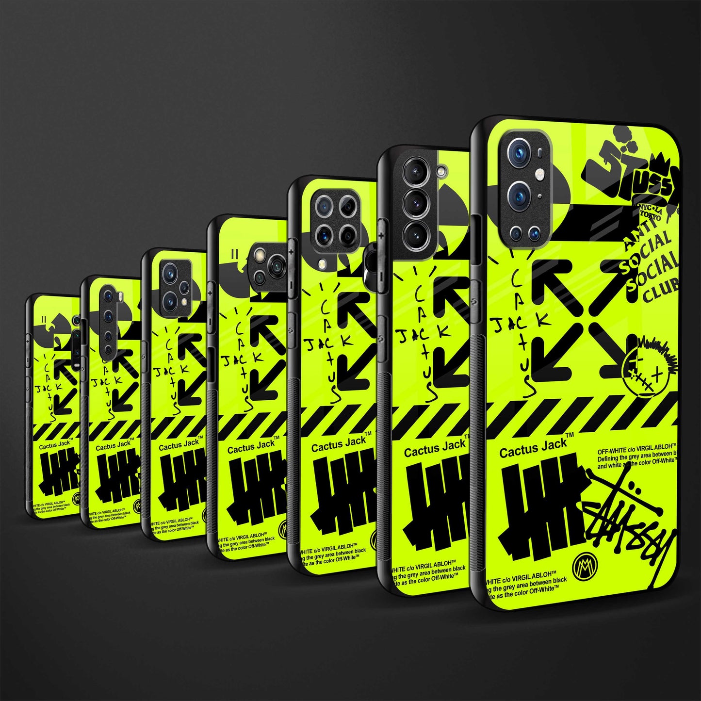 neon travis scott x anti social social club glass case for iphone 12 pro max image-3