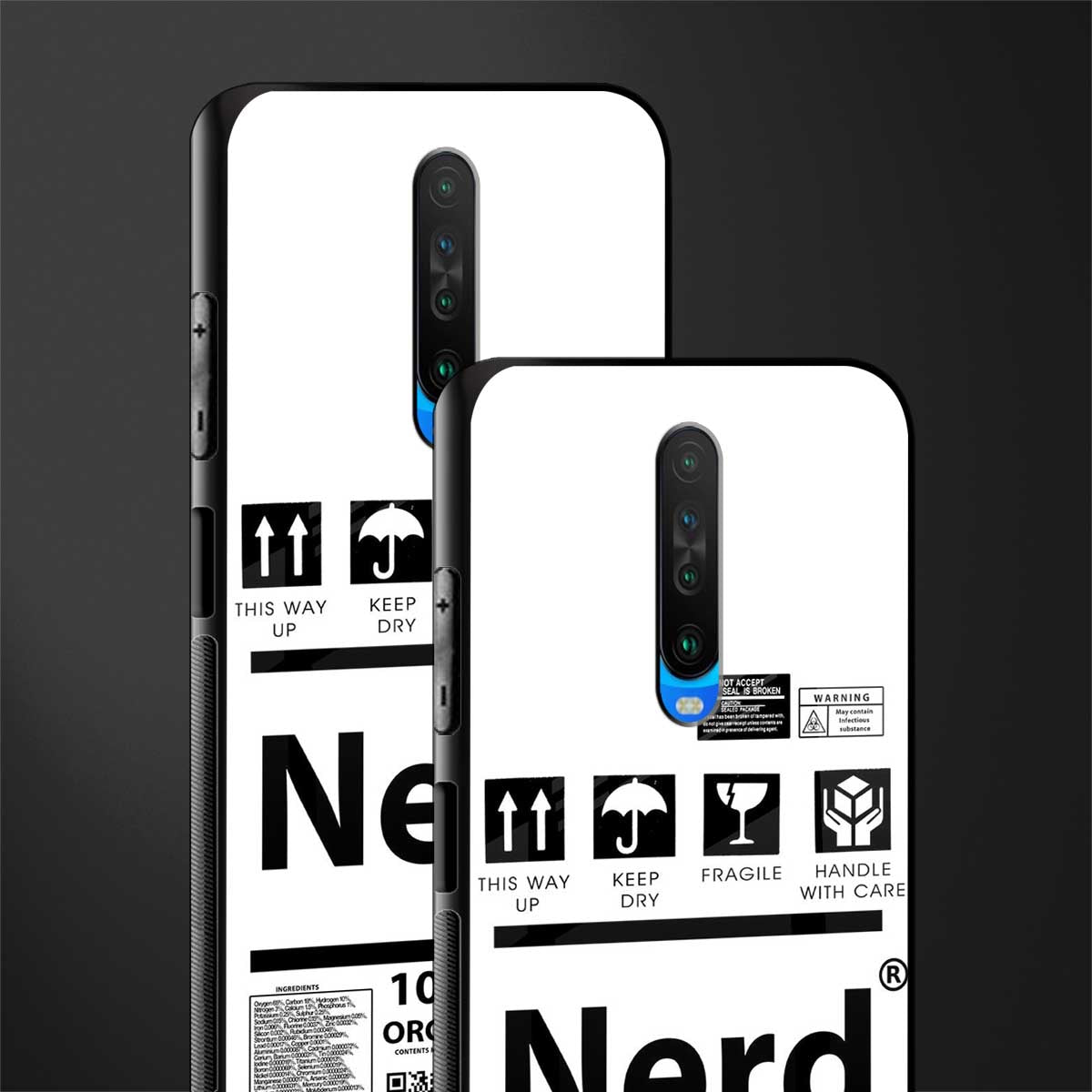 nerd white label glass case for poco x2 image-2