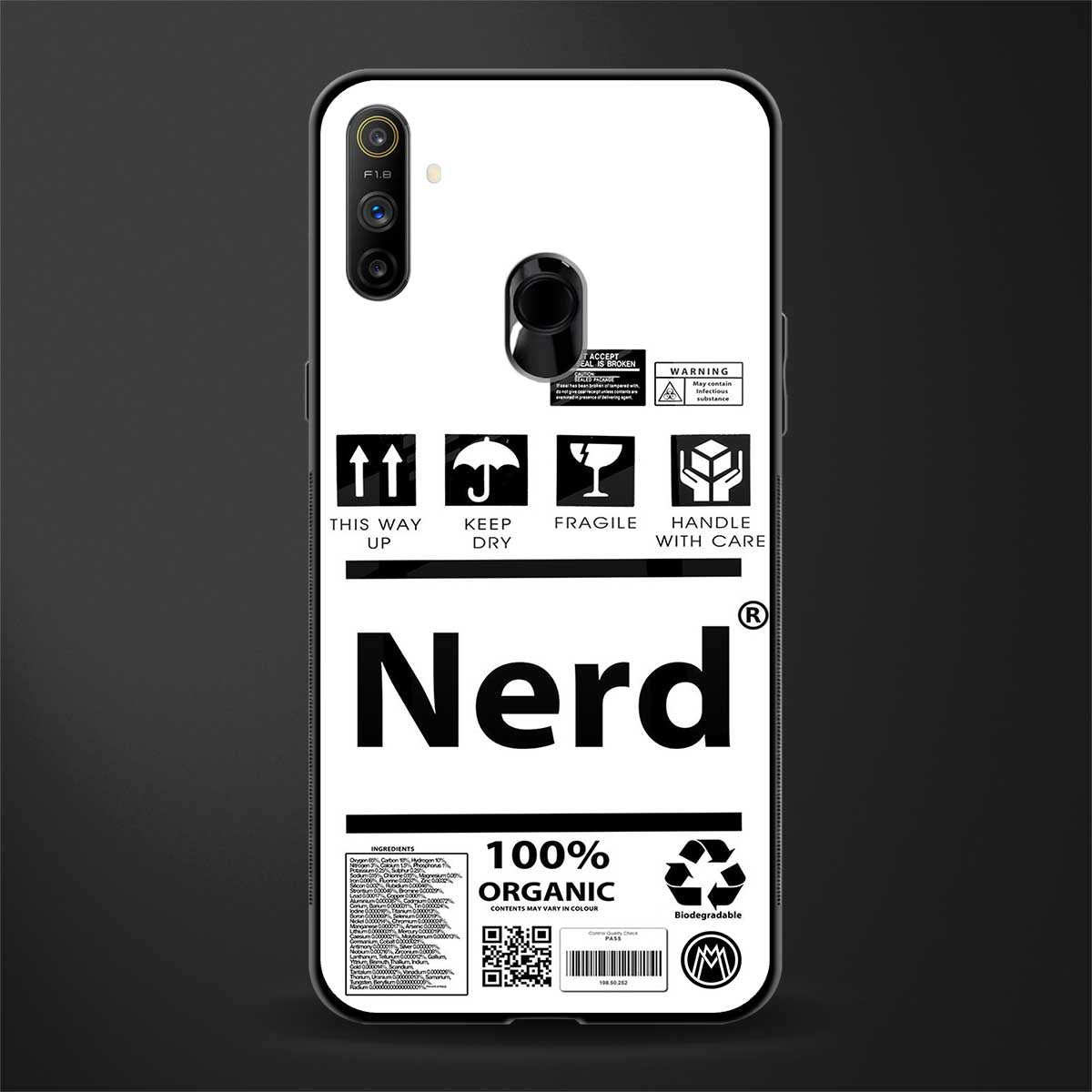 nerd white label glass case for realme narzo 10a image
