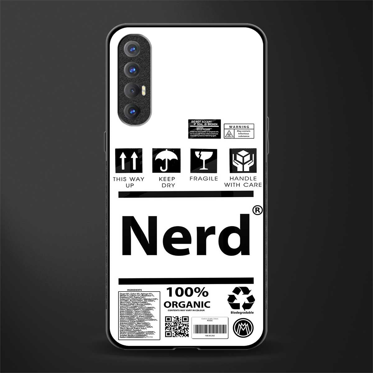 nerd white label glass case for oppo reno 3 pro image