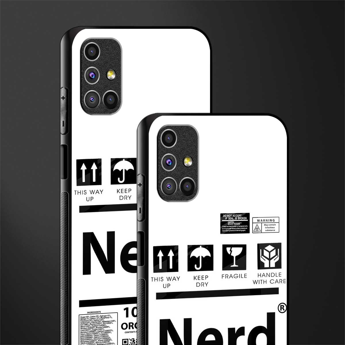 nerd white label glass case for samsung galaxy m51 image-2
