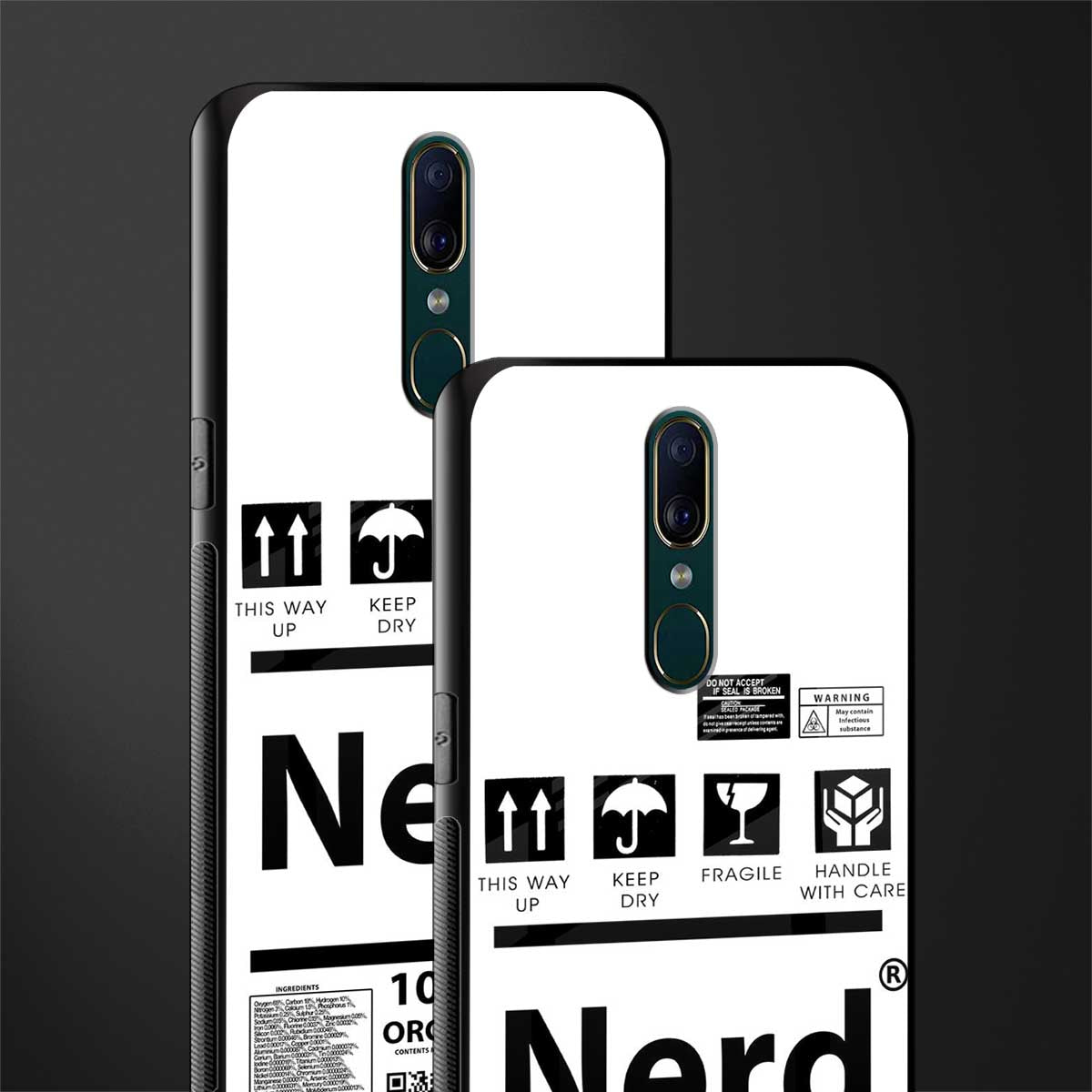 nerd white label glass case for oppo a9 image-2