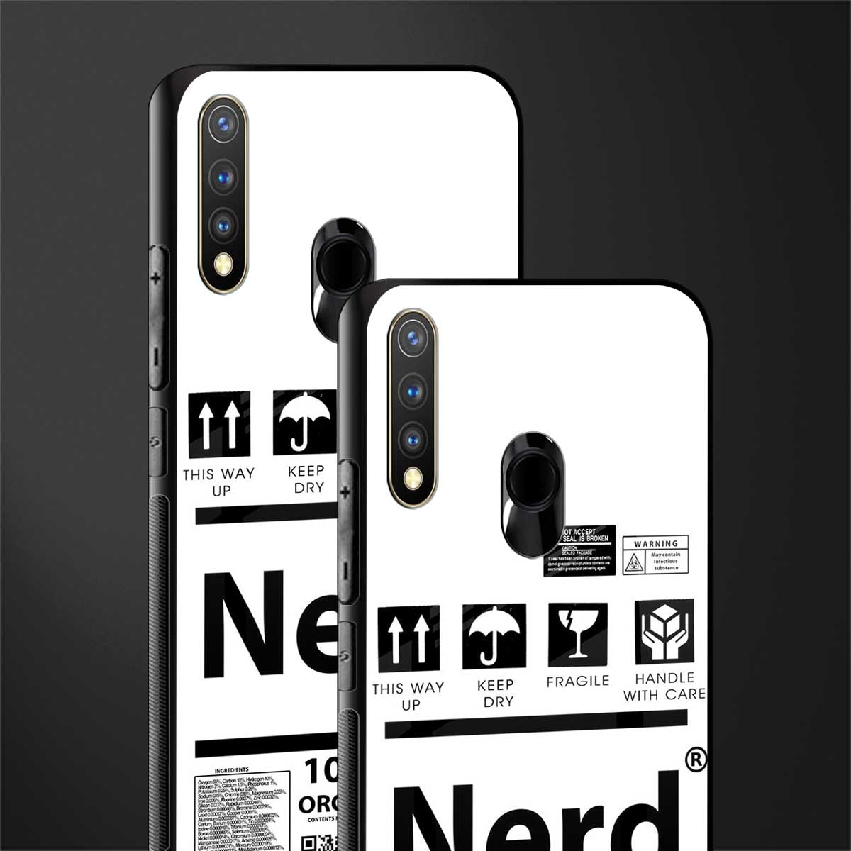 nerd white label glass case for vivo u20 image-2